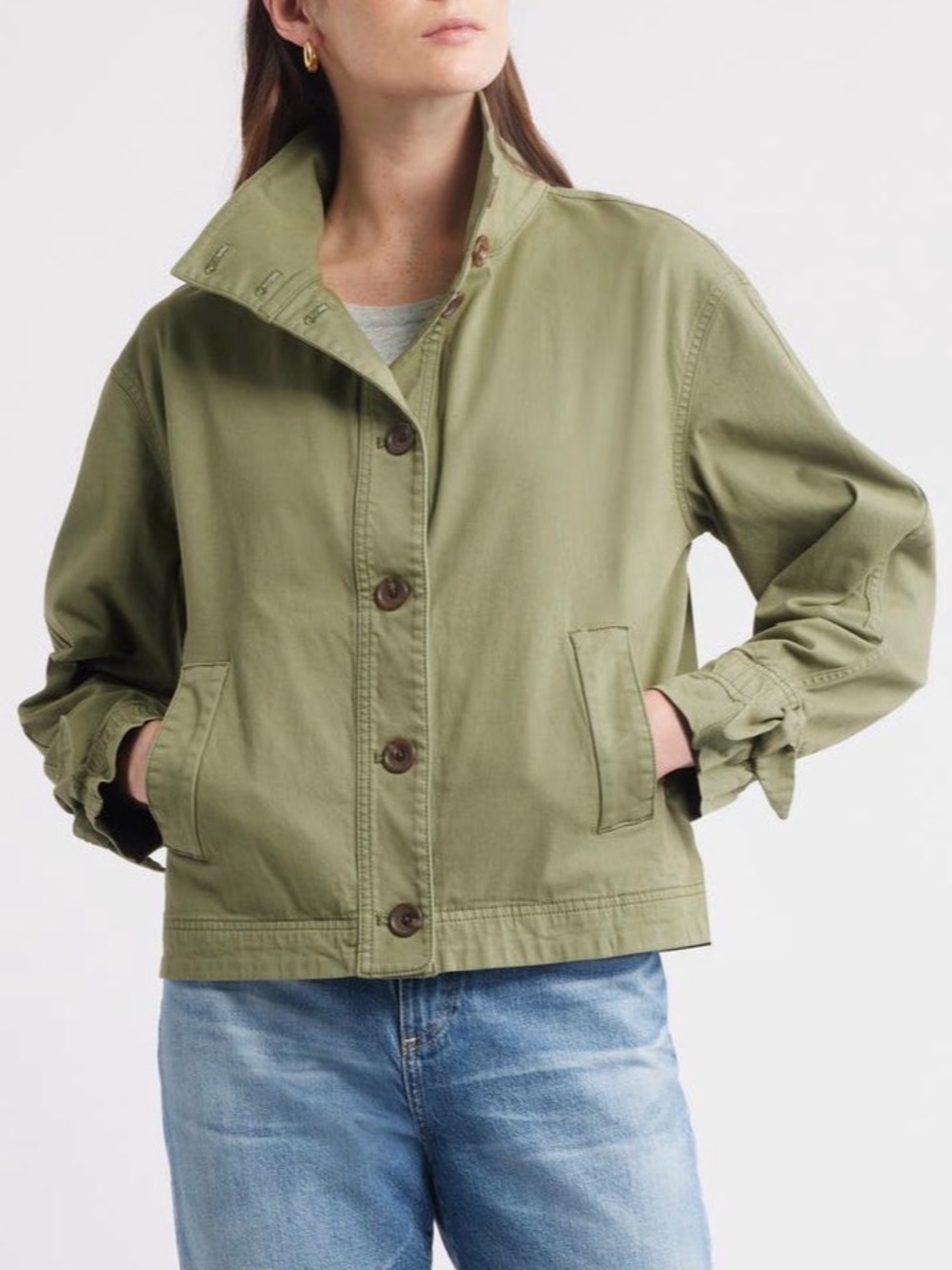 Caslon Olive Green Swing Jacket - Women